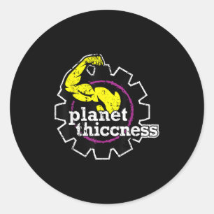 Planet Dikte Gym Dikte Grappige Grap Workout Ronde Sticker