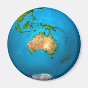 Planet Earth - Australië - Kleurrijk Wereldbol. 3D Magneet