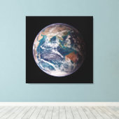Planet Earth Blue Marmer Canvas Afdruk (Insitu (Houten vloer))
