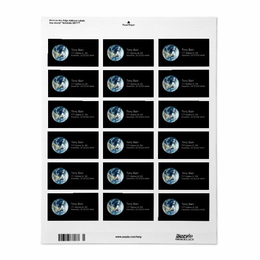 Planet Earth Etiket (Full Sheet)