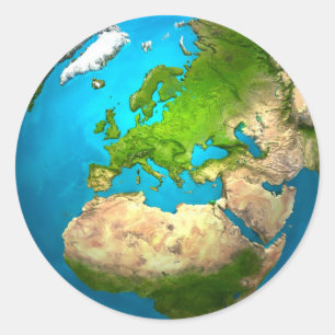Planet Earth - Europa - kleurrijk Wereldbol. 3d Re Ronde Sticker
