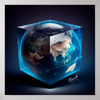 Planet Earth in de vorm van een kubus - AI