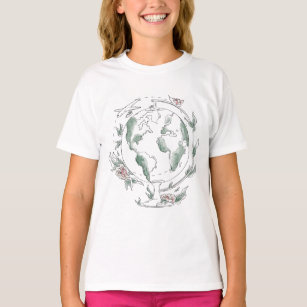 Planet Earth ligne globe art design t-shirt