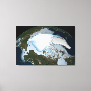 Planet Earth met Zee-ijsdekking in 1980. Canvas Afdruk