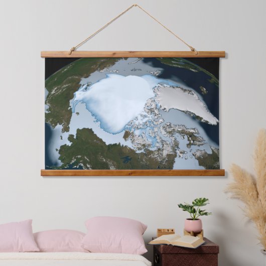 Planet Earth met Zee-ijsdekking in 1980. Hangend Wandkleed (Slaapkamer)