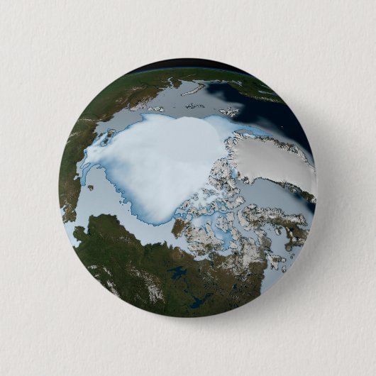 Planet Earth met Zee-ijsdekking in 1980. Ronde Button 5,7 Cm (Voorkant)