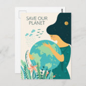 Planet Earth Moeder Briefkaart (Voorkant / Achterkant)