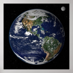 Planet Earth Moon Poster