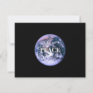Planet Earth op zwart Vrede Personaliseren Feestdagenkaart