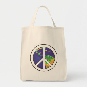 Planet Earth Peace Sign, Canvas tassen