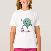 Planet Earth playing soccer T-shirt (Voorkant)