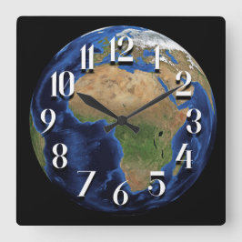 Planet Earth Satellite Image of Africa Wall Clock Vierkante Klok