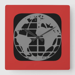 "Planet Earth"-wandklok Vierkante Klok