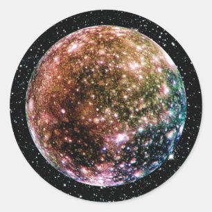 PLANET JUPITER MOON - CALLISTO Star Background 2 Ronde Sticker