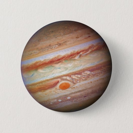 PLANET JUPITER - Rood spotje op (zonnestelsel) ~ Ronde Button 5,7 Cm (Voorkant)