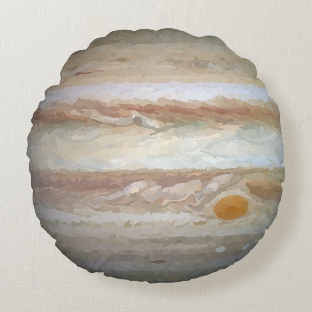 Planet Jupiter Waterverf Round Pillow Rond Kussen (Voorkant)