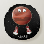 Planet Mars en sterren Rond Kussen (Voorkant)