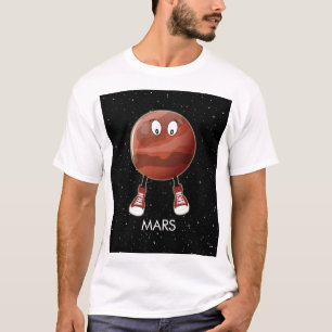 Planet Mars en sterren T-shirt