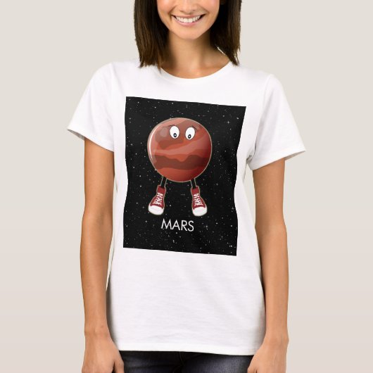 Planet Mars en sterren T-shirt (Voorkant)