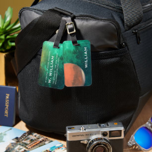 Planet Mars Solar System Space Green Galaxy Bagagelabel