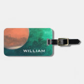 Planet Mars Solar System Space Green Galaxy Bagagelabel (Voorkant horizontaal)