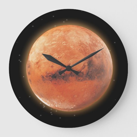 Planet Mars & Starry Sky Astronomie Wall Clock Grote Klok (Voorkant)