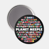 Planet Meeple, Aimant rond en texte blanc (Recto/Verso)