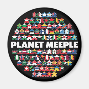 Planet Meeple, Aimant rond en texte blanc