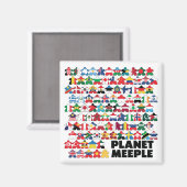 Planet Meeple, Black Text Square Magnet Magneet (Voorkant / Achterkant)