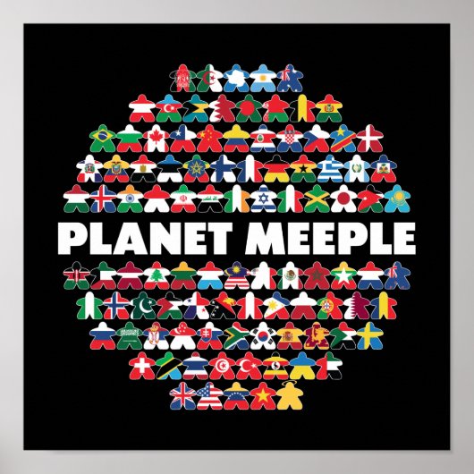 Planet Meeple, Poster en texte blanc (Devant)