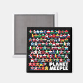 Planet Meeple, White Text Carré Magnet (Recto/Verso)
