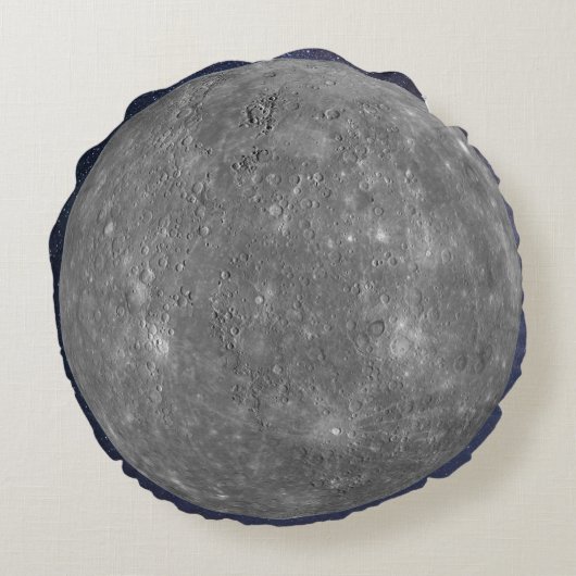 Planet Mercury Rond Kussen (Achterkant)