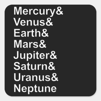 Planet Names Ampersand - Solar System Planets Vierkante Sticker