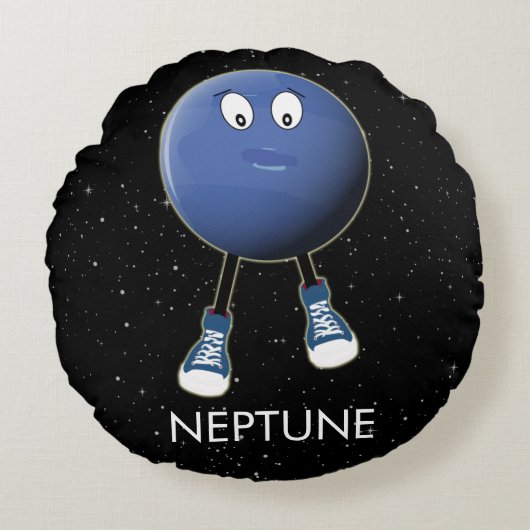 Planet Neptune & Stars Rond Kussen (Voorkant)