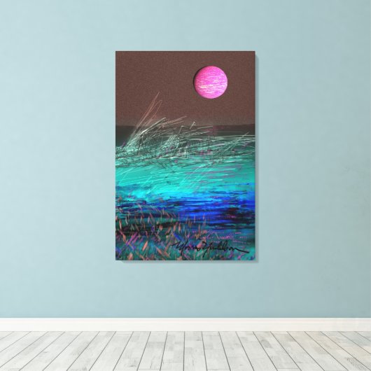 Planet Night Scape Canvas Afdruk (Insitu (Houten vloer))