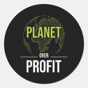 Planet Over Profit - Milieubescherming Aarde Ronde Sticker