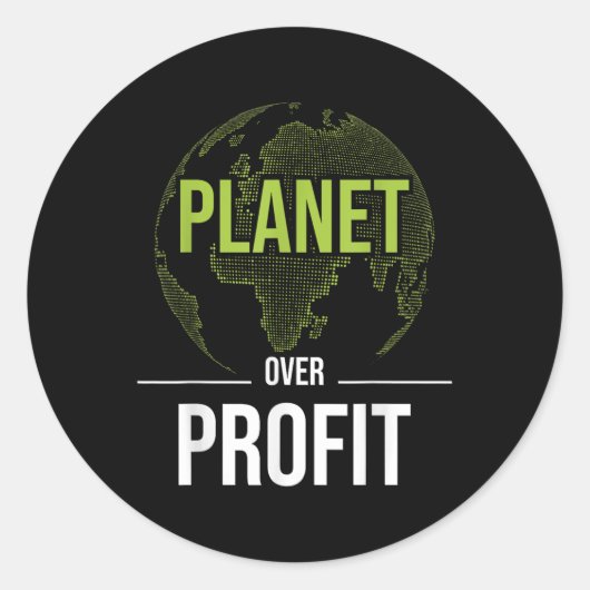Planet Over Profit - Milieubescherming Aarde Ronde Sticker (Voorkant)