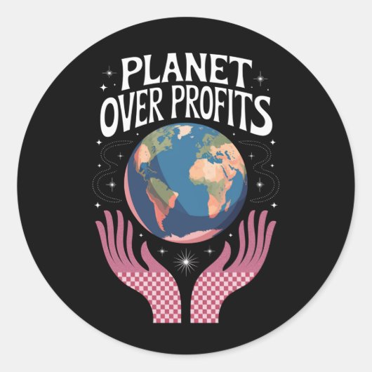 Planet Over Profits Klimaatverandering Is Echt Ronde Sticker (Voorkant)