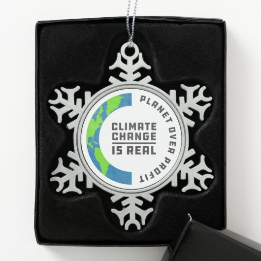 Planet over winst klimaatverandering door wereldwi tin sneeuwvlok ornament (Kistje)