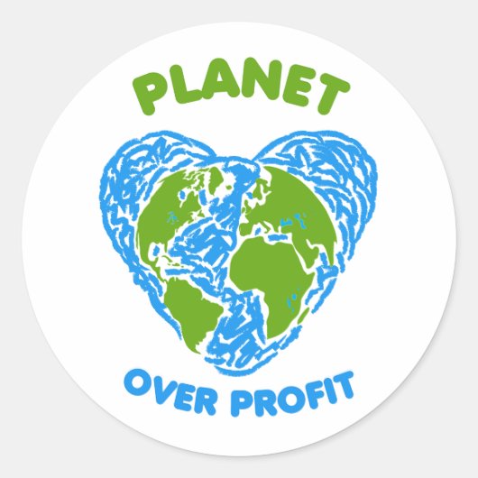 Planet over winst ronde sticker (Voorkant)