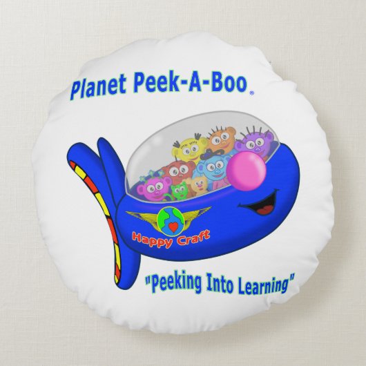 Planet PeekABoo Ronde Kussen (Achterkant)