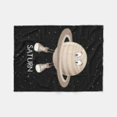 Planet Saturn & Stars Fleece Deken (Voorkant (Horizontaal))