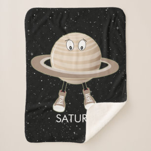 Planet Saturn & Stars Sherpa Deken