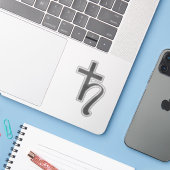 Planet Saturn Symbool (grijs) Sticker (Laptop met iPhone)