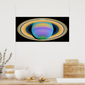 Planet Saturn's Rings als gezien in Ultraviolet Li Poster (Keuken)