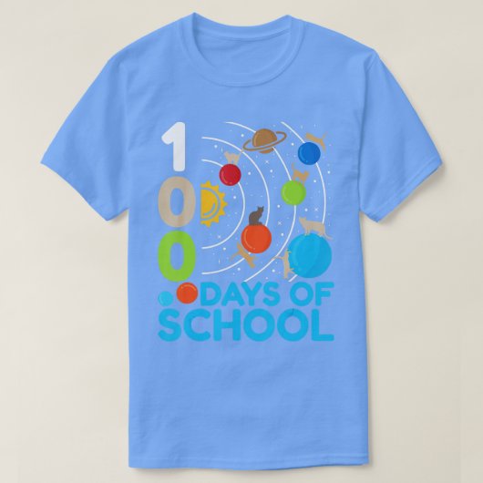 Planet Solar System Astronomy Space Cat 100 dagen T-shirt (Design voorkant)