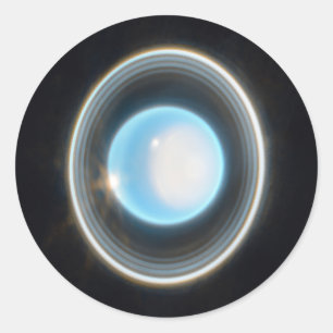 Planet Uranus met Afbeelding van Rings JWST Ronde Sticker