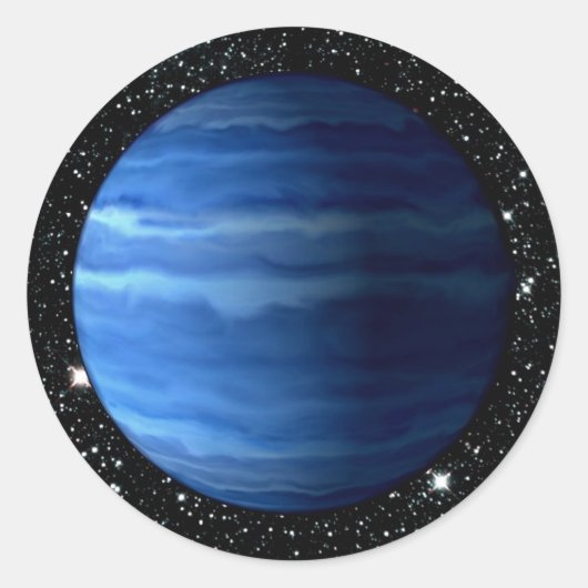 PLANET URANUS v.2 sterren achtergrond (zonnestelse Ronde Sticker (Voorkant)