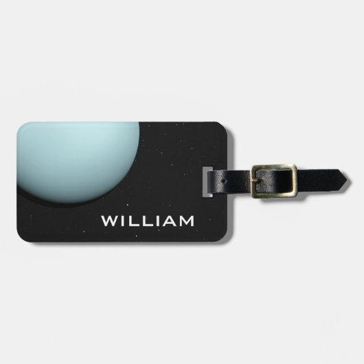 Planet Uranus Zonnestelsel Zwarte Ruimte met Sterr Bagagelabel (Voorkant horizontaal)