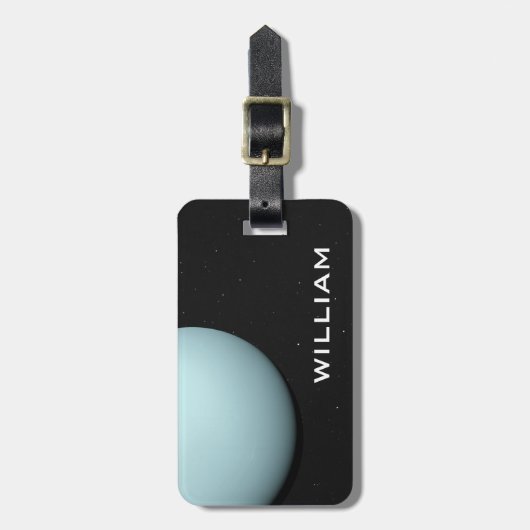 Planet Uranus Zonnestelsel Zwarte Ruimte met Sterr Bagagelabel (Voorkant verticaal)